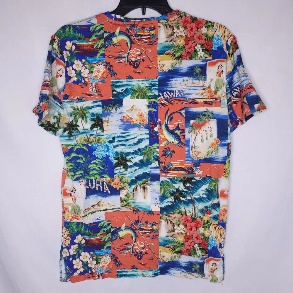 Polo Ralph Lauren T Shirt Mens Medium Hawaiian Print Hula Girl Tropical Slim Fit